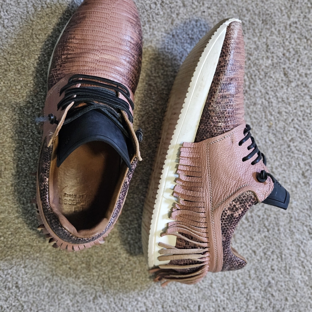 Esse Ut Esse Fringe Sneakers Leather Pink Black Women's EU40/9/9.5 Italian